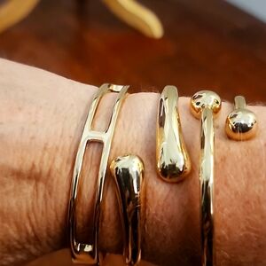 Set Of 3 Gold Hinge Bracelets